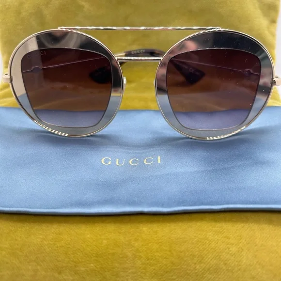 Gucci Gold Round Sunglasses - Picture 3 of 6